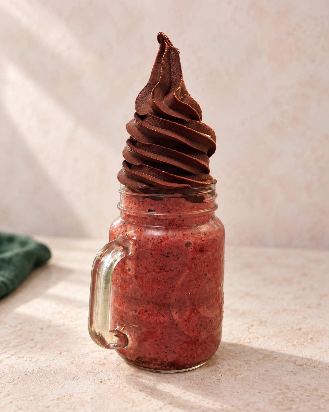 Wild and The Sun berry drink finished with chocolate soft serve